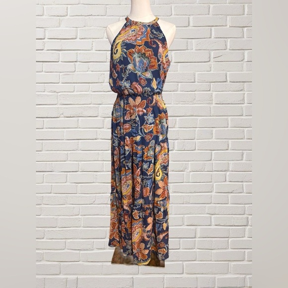 Nicole Miller Dresses & Skirts - Nicole Miller New York Halter Maxi Dress Navy Floral Print Size 8